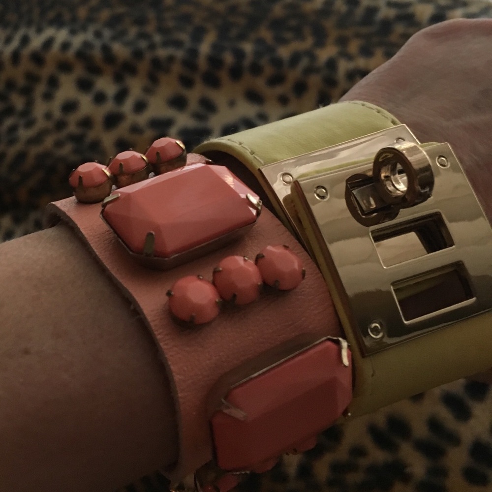 Two Cuff Bracelets In Pink and Yellow